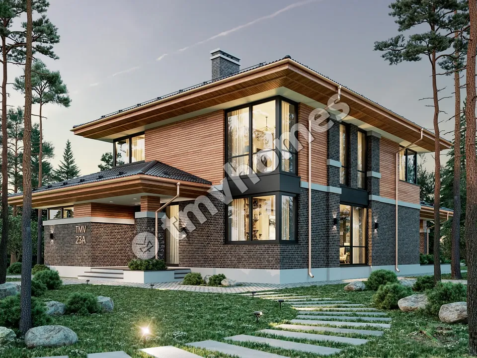 Pagrindiniai vaizdai 2 – Dviejų aukštų namo projektas 243 m², 4 Miegamieji — 53150C