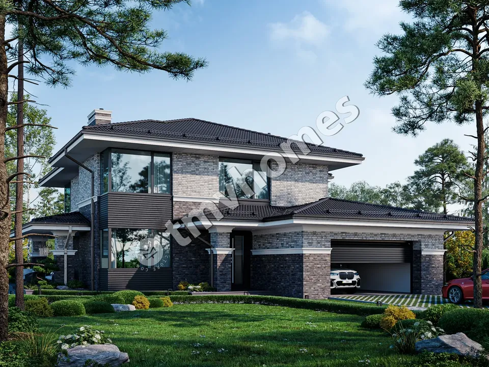 Pagrindiniai vaizdai 2 – Dviejų aukštų namo projektas 310 m², 4 Miegamieji — 60565C