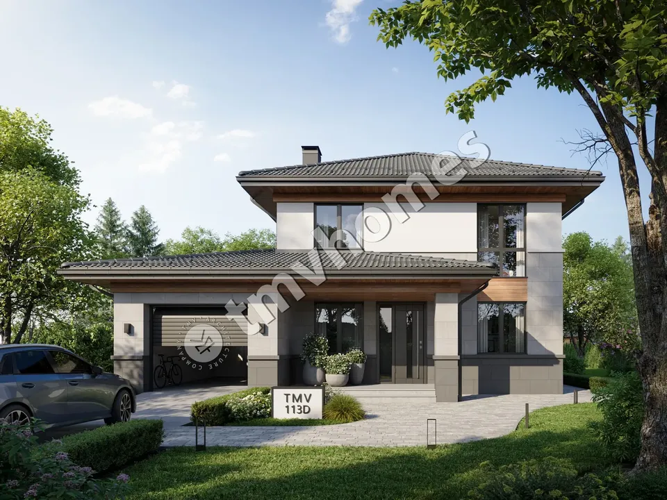Pagrindiniai vaizdai 2 – Dviejų aukštų namo projektas 225 m², 4 Miegamieji — 78917C