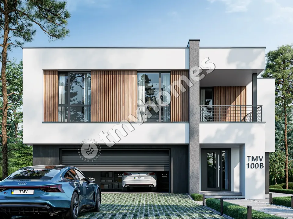 Pagrindiniai vaizdai 2 – Dviejų aukštų namo projektas 337 m², 4 Miegamieji — 72952C