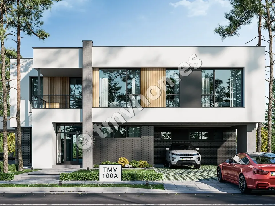 Pagrindiniai vaizdai 2 – Dviejų aukštų namo projektas 363 m², 5 Miegamieji — 44222C