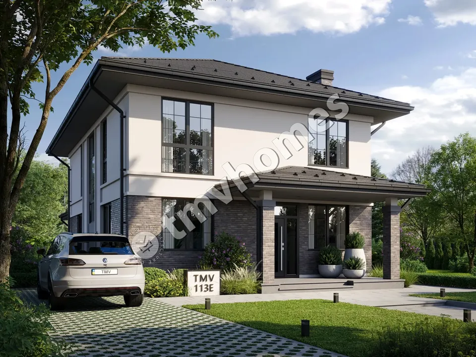 Pagrindiniai vaizdai 2 – Dviejų aukštų namo projektas 190 m², 4 Miegamieji — 73942C