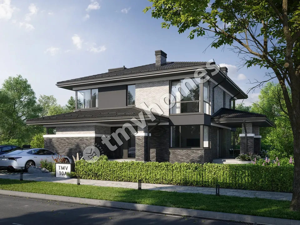 Pagrindiniai vaizdai 2 – Dviejų aukštų namo projektas 251 m², 4 Miegamieji — 19745C