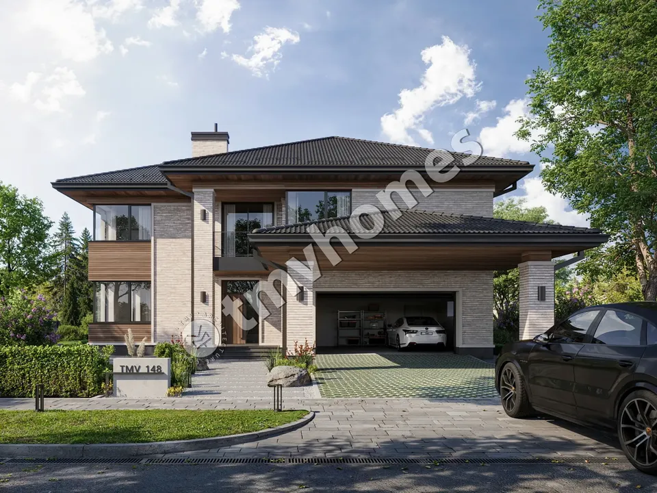 Pagrindiniai vaizdai 2 – Dviejų aukštų namo projektas 353 m², 4 Miegamieji — 50112C