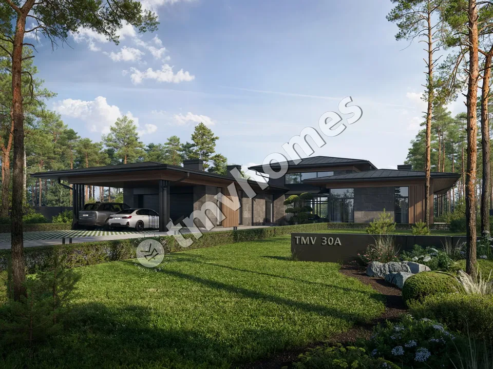 Pagrindiniai vaizdai 2 – Vieno aukšto namo projektas 300 m², 4 Miegamieji — 33083C