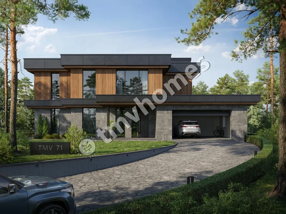 Pagrindiniai vaizdai 2 – Dviejų aukštų namo projektas 285 m², 4 Miegamieji — 97687C