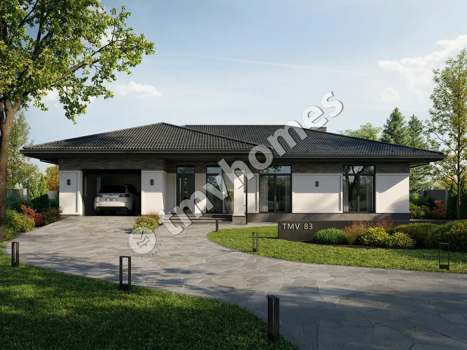 Pagrindiniai vaizdai 2 – Vieno aukšto namo projektas 171 m², 3 Miegamieji — 76454C