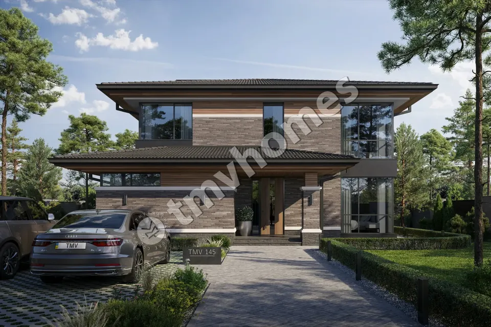 Pagrindiniai vaizdai 2 – Dviejų aukštų namo projektas 246 m², 4 Miegamieji — 88916C
