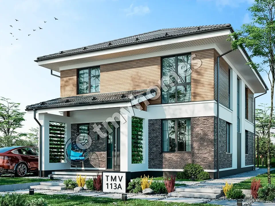 Pagrindiniai vaizdai 2 – Dviejų aukštų namo projektas 186 m², 5 Miegamieji — 60636C