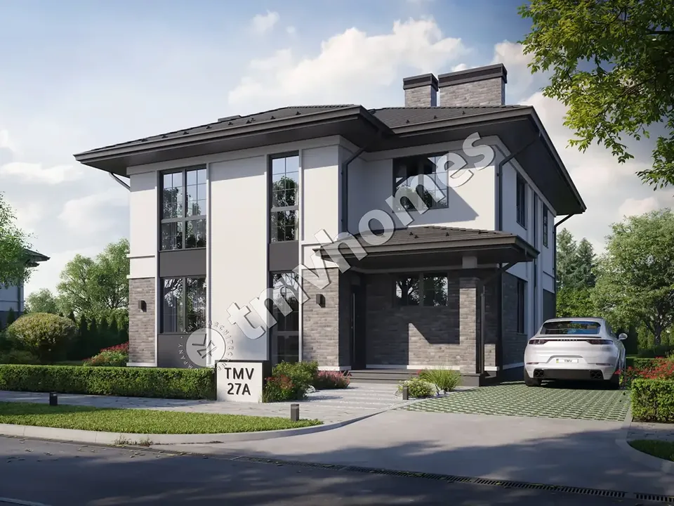Pagrindiniai vaizdai 2 – Dviejų aukštų namo projektas 198 m², 4 Miegamieji — 51862C