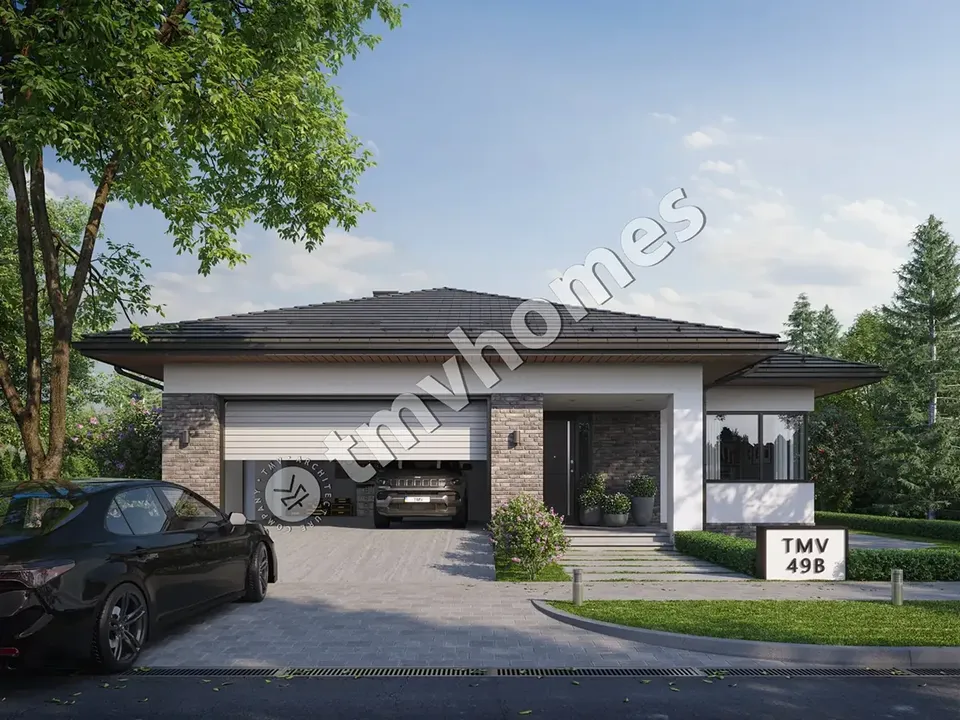 Pagrindiniai vaizdai 2 – Vieno aukšto namo projektas 273 m², 4 Miegamieji — 51087C