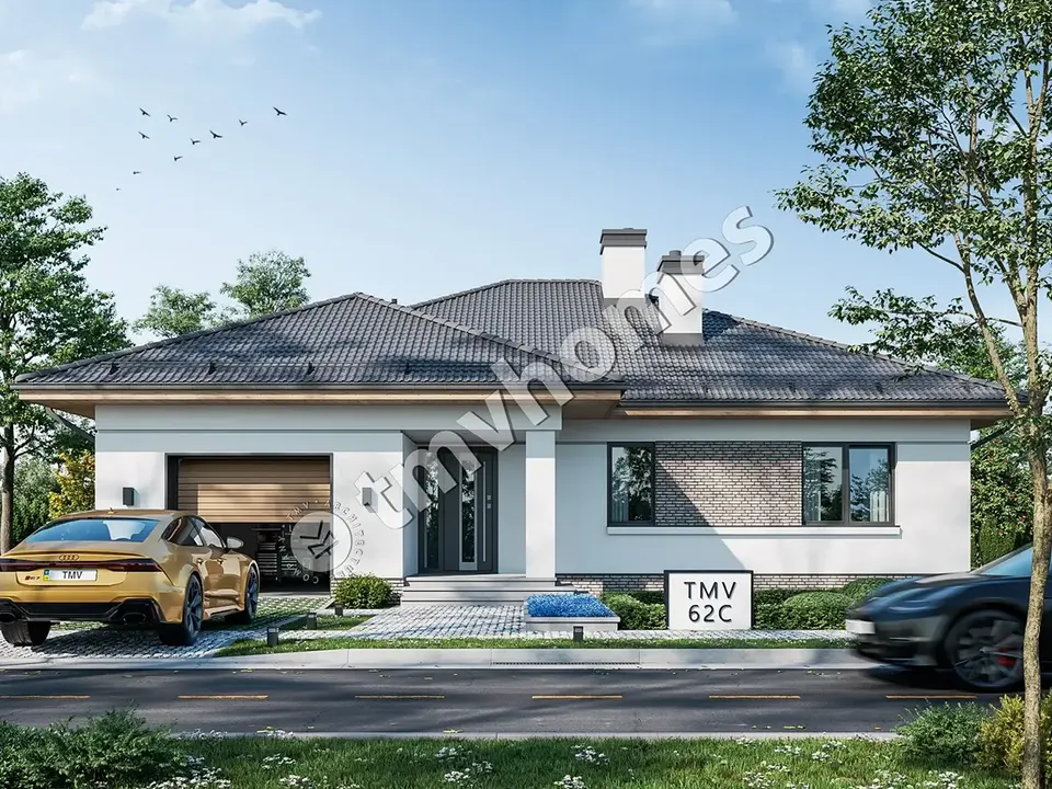 Pagrindiniai vaizdai 2 – Vieno aukšto namo projektas 162 m², 3 Miegamieji — 27824C