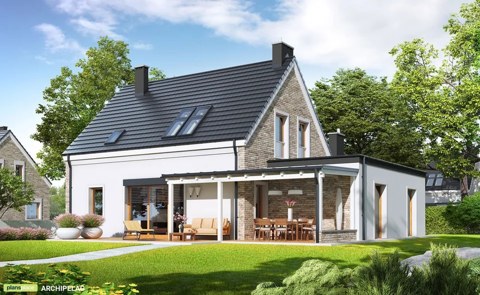 Pagrindiniai vaizdai 1 – Namo projektas su mansarda 177 m², 3 Miegamieji — 37896R