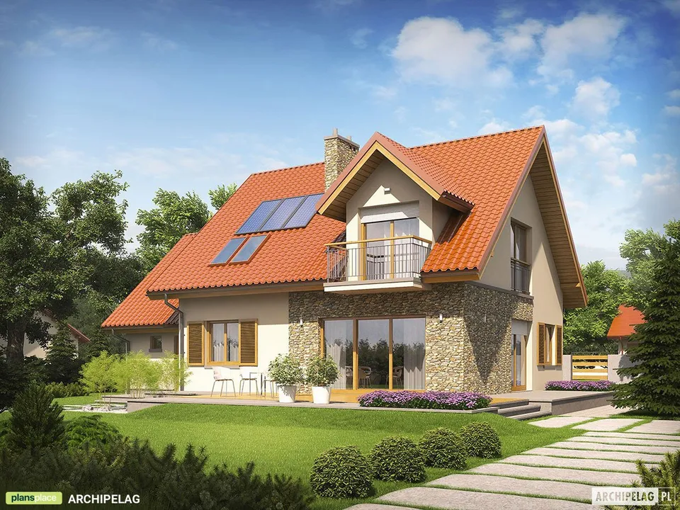 Pagrindiniai vaizdai 1 – Namo projektas su mansarda 163 m², 4 Miegamieji — 18039R