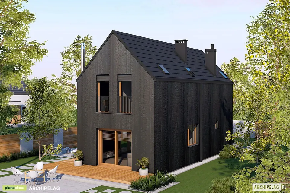 Pagrindiniai vaizdai 1 – Namo projektas su mansarda 95 m², 3 Miegamieji — 85312R