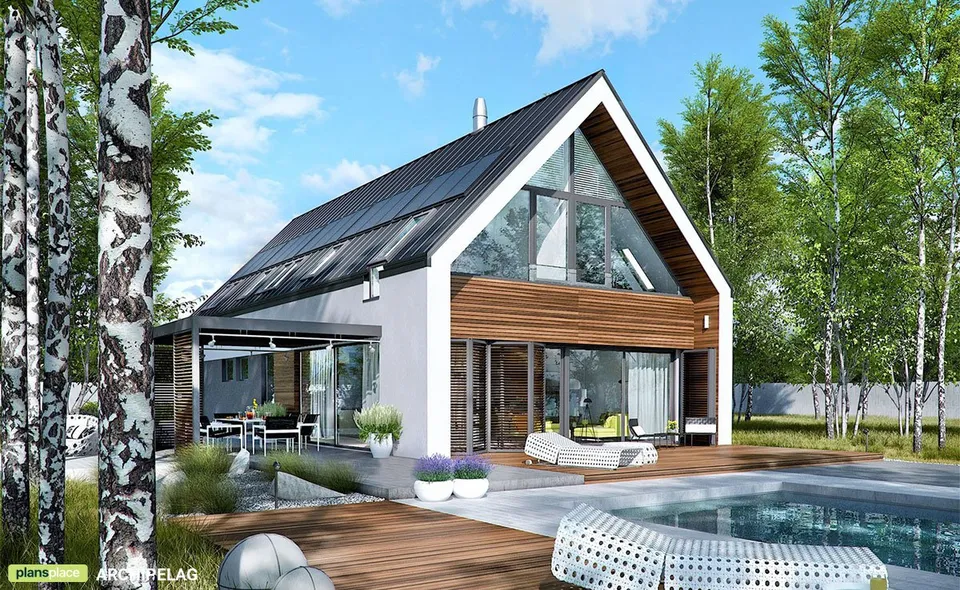 Pagrindiniai vaizdai 1 – Namo projektas su mansarda 214 m², 4 Miegamieji — 55756R