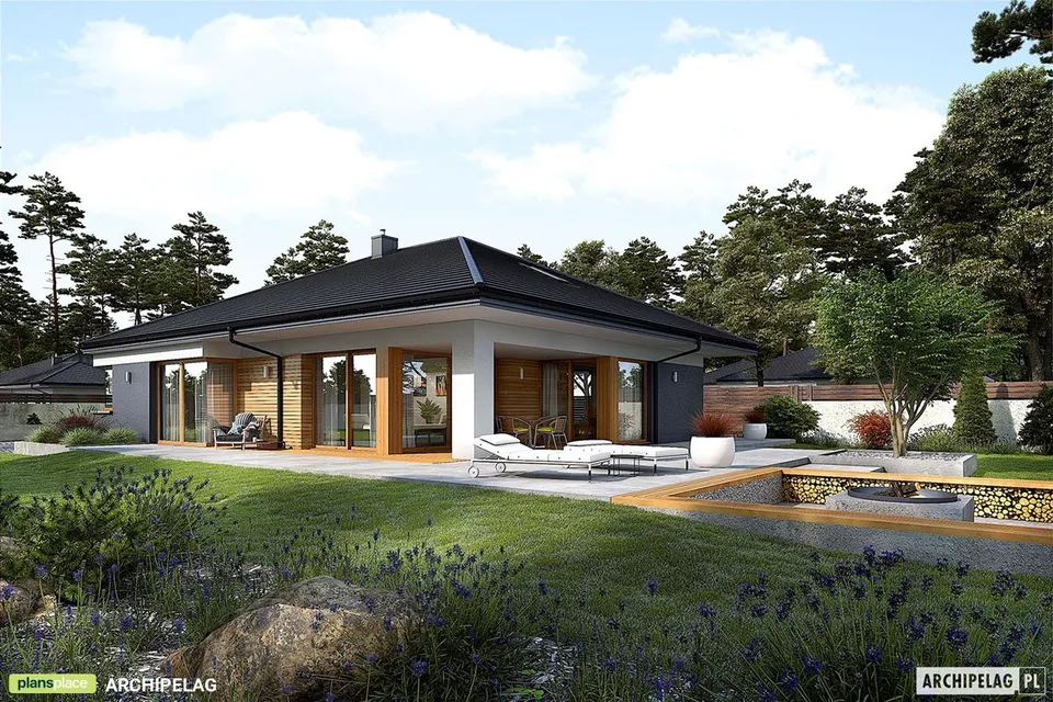 Pagrindiniai vaizdai 1 – Vieno aukšto namo projektas 186 m², 3 Miegamieji — 36831R