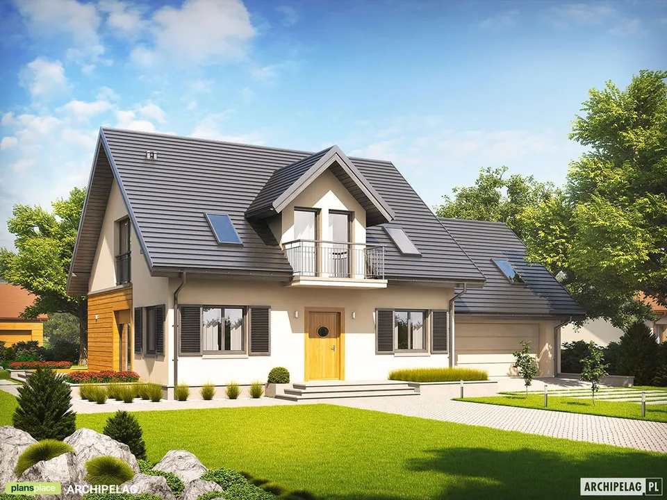 Pagrindiniai vaizdai 1 – Namo projektas su mansarda 178 m², 3 Miegamieji — 22006R