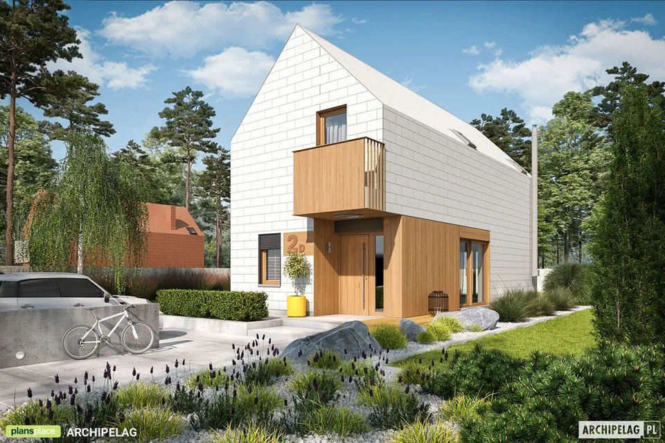 Pagrindiniai vaizdai 1 – Namo projektas su mansarda 95 m², 3 Miegamieji — 48935R