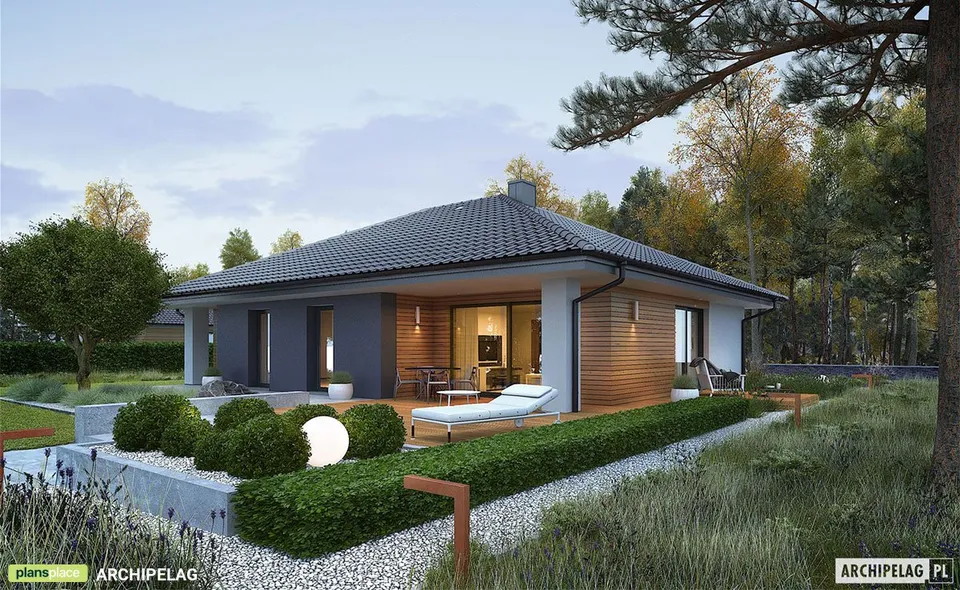 Pagrindiniai vaizdai 1 – Vieno aukšto namo projektas 118 m², 3 Miegamieji — 76091R
