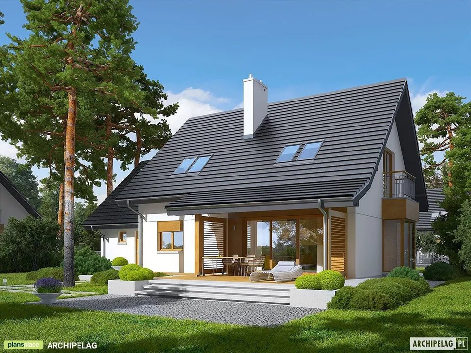 Pagrindiniai vaizdai 1 – Namo projektas su mansarda 157 m², 3 Miegamieji — 19894R