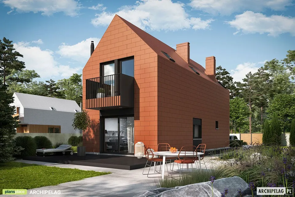 Pagrindiniai vaizdai 1 – Namo projektas su mansarda 95 m², 3 Miegamieji — 34374R