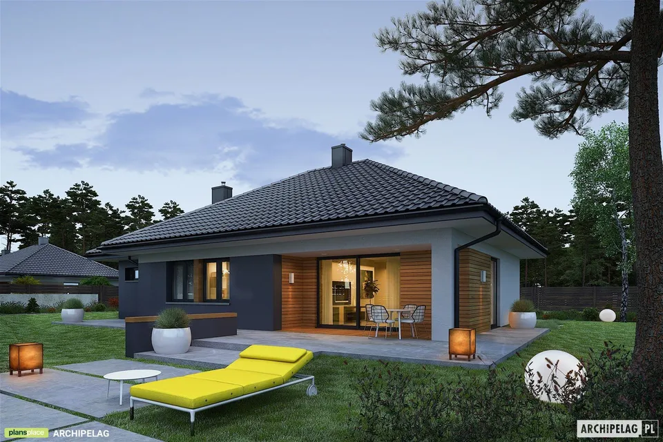 Pagrindiniai vaizdai 1 – Vieno aukšto namo projektas 105 m², 3 Miegamieji — 48655R