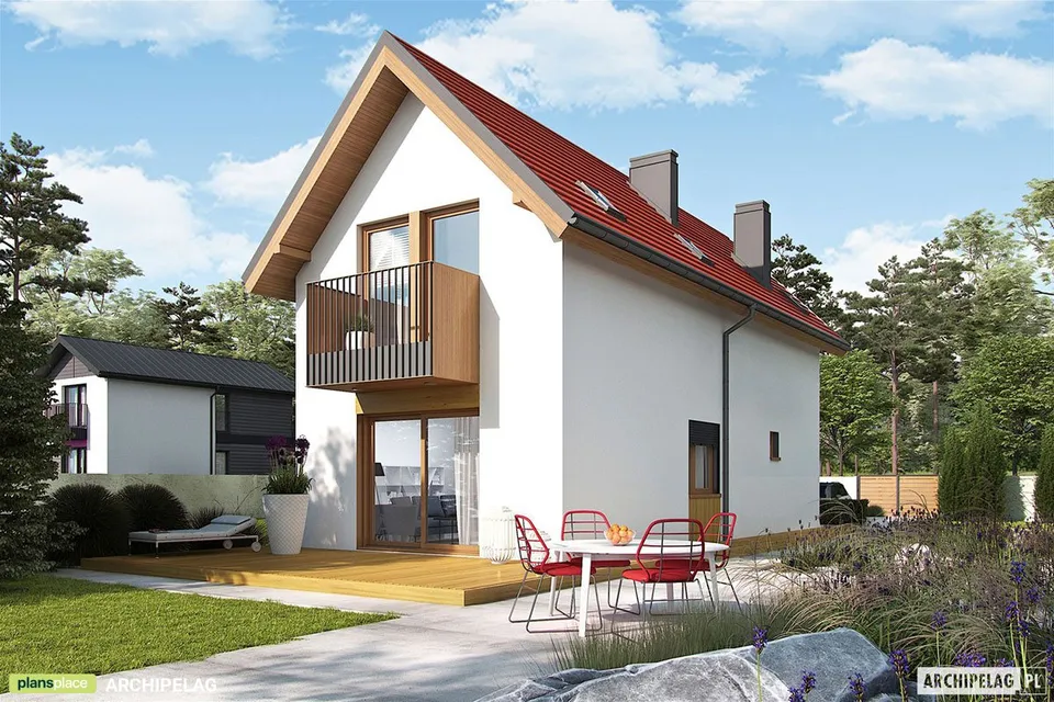 Pagrindiniai vaizdai 1 – Namo projektas su mansarda 95 m², 3 Miegamieji — 63953R