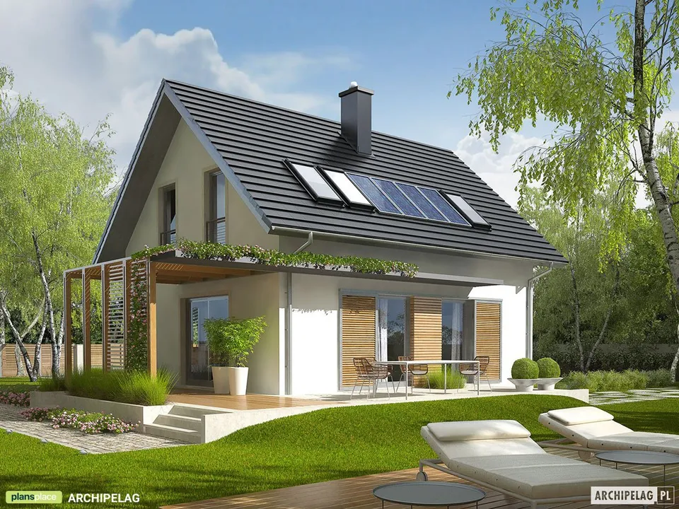 Pagrindiniai vaizdai 1 – Namo projektas su mansarda 90 m², 3 Miegamieji — 88488R