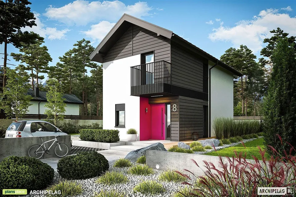 Pagrindiniai vaizdai 1 – Namo projektas su mansarda 82 m², 2 Miegamieji — 98319R