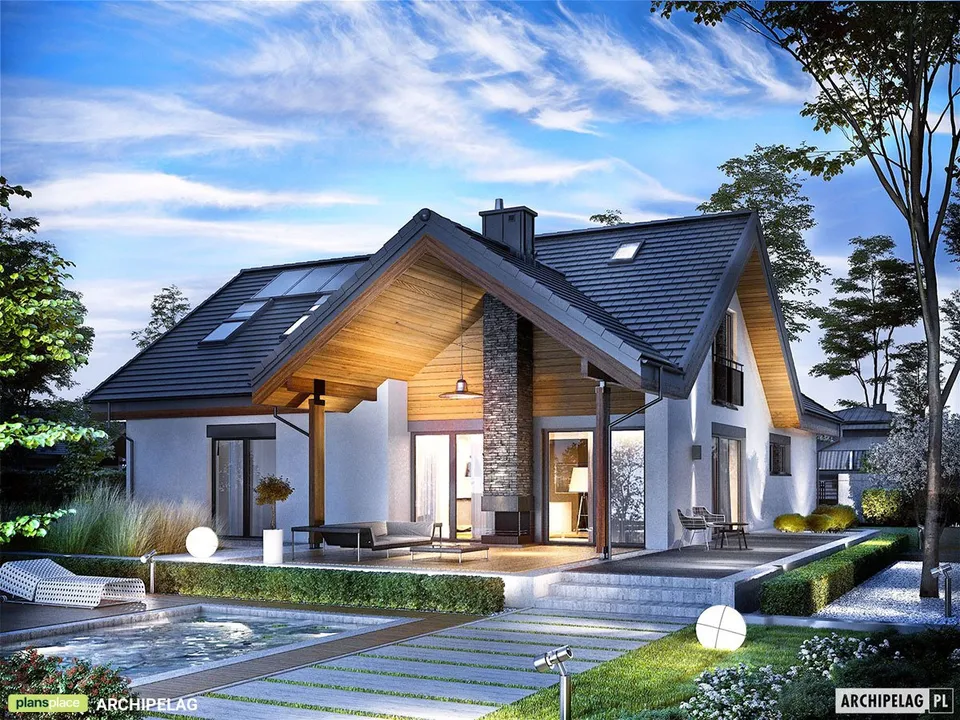 Pagrindiniai vaizdai 1 – Namo projektas su mansarda 201 m², 3 Miegamieji — 27452R