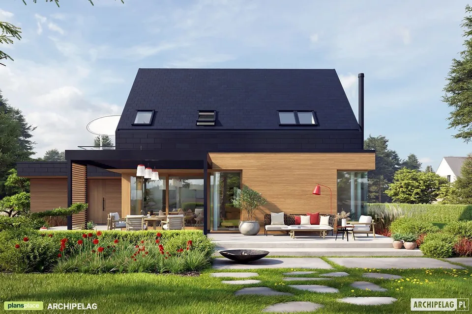 Pagrindiniai vaizdai 1 – Namo projektas su mansarda 194 m², 3 Miegamieji — 74420R