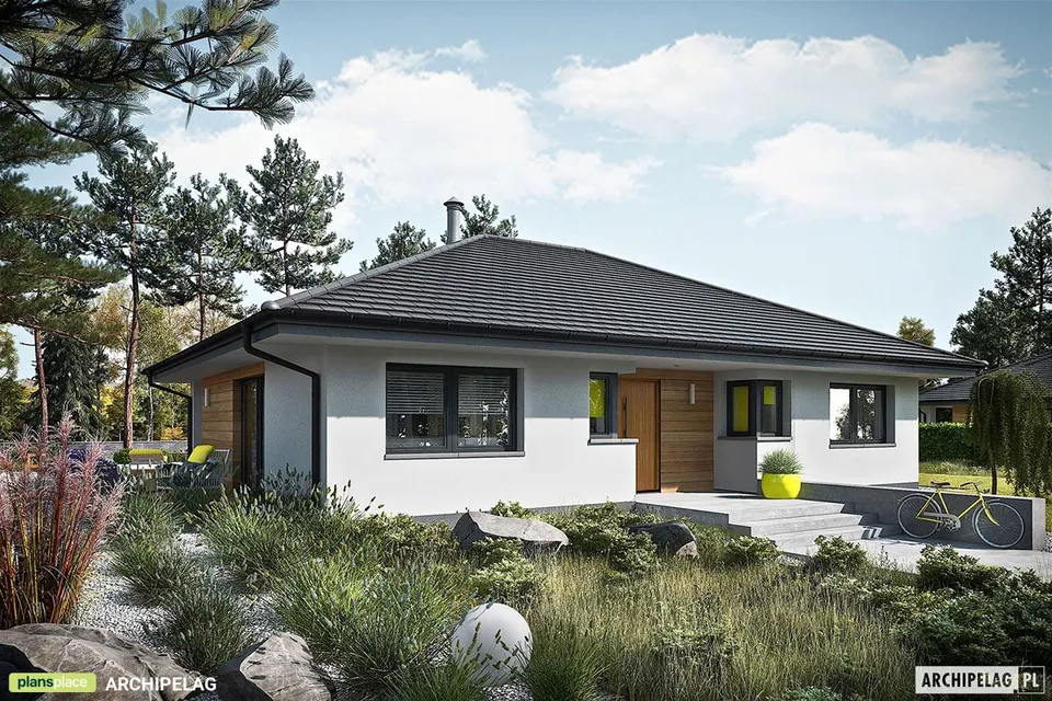 Pagrindiniai vaizdai 1 – Vieno aukšto namo projektas 121 m², 3 Miegamieji — 40281R
