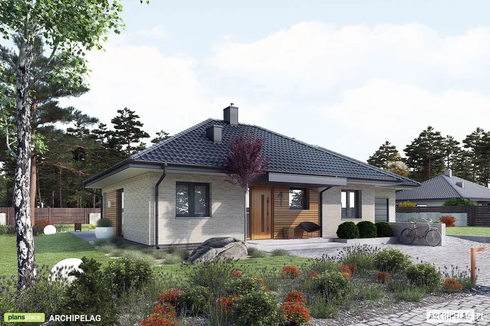Pagrindiniai vaizdai 1 – Vieno aukšto namo projektas 106 m², 3 Miegamieji — 17259R