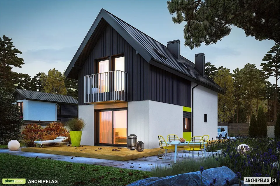 Pagrindiniai vaizdai 1 – Namo projektas su mansarda 95 m², 3 Miegamieji — 46265R