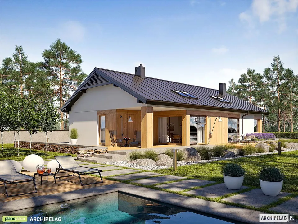 Pagrindiniai vaizdai 1 – Vieno aukšto namo projektas 168 m², 3 Miegamieji — 53015R