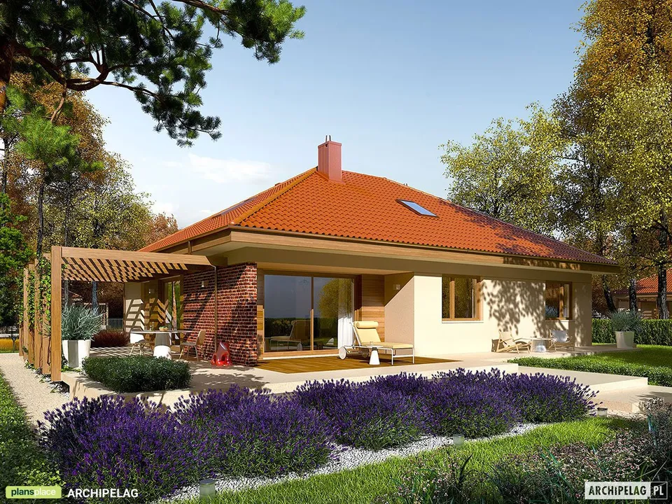 Pagrindiniai vaizdai 1 – Vieno aukšto namo projektas 131 m², 2 Miegamieji — 16743R