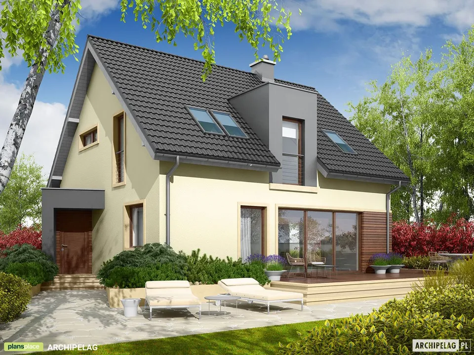 Pagrindiniai vaizdai 1 – Namo projektas su mansarda 139 m², 3 Miegamieji — 68407R