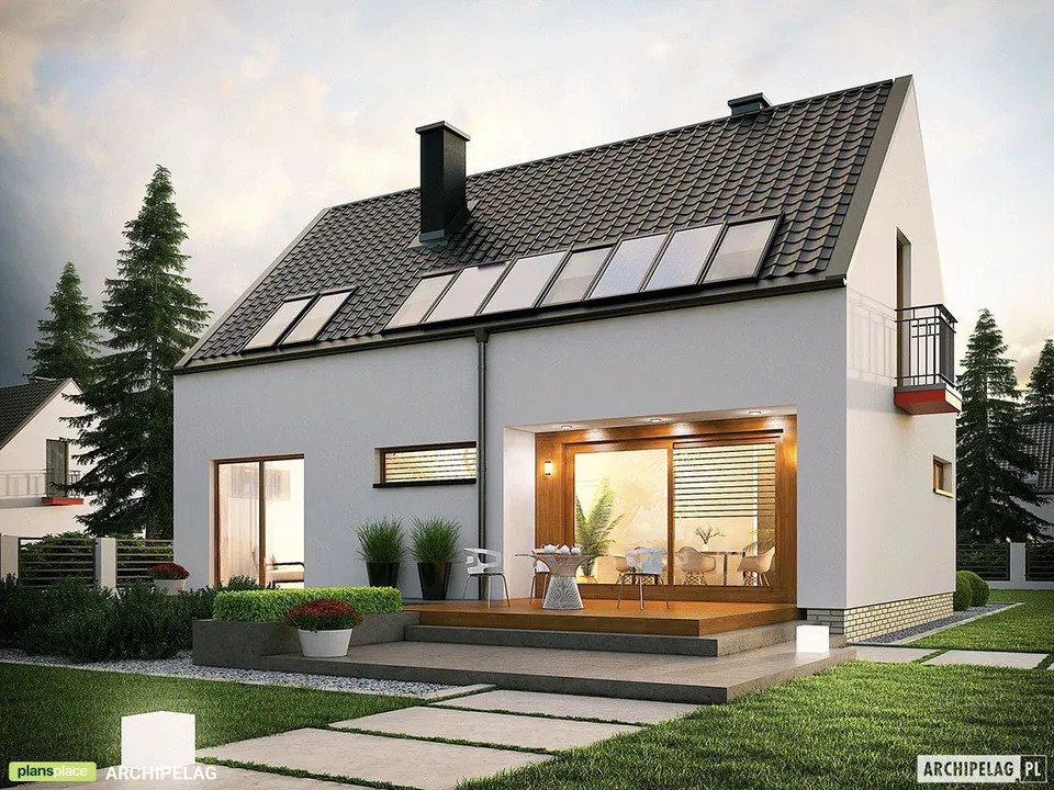 Pagrindiniai vaizdai 1 – Namo projektas su mansarda 109 m², 3 Miegamieji — 49735R