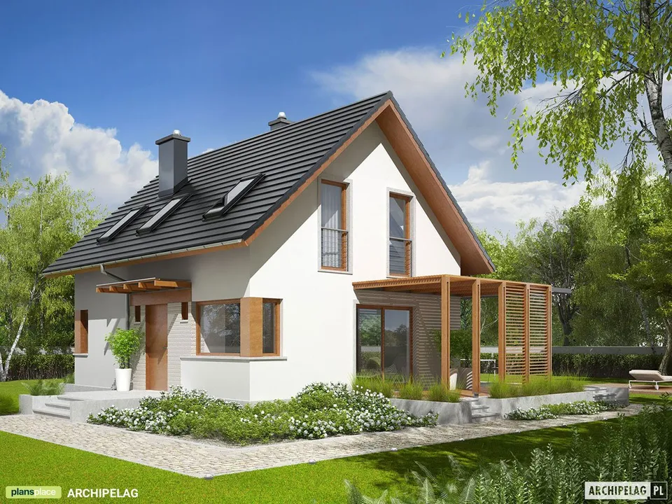 Pagrindiniai vaizdai 1 – Namo projektas su mansarda 90 m², 3 Miegamieji — 97527R