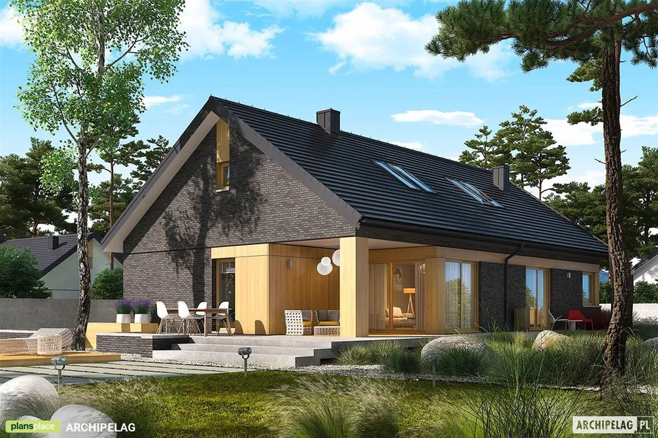 Pagrindiniai vaizdai 1 – Namo projektas su mansarda 181 m², 3 Miegamieji — 28727R