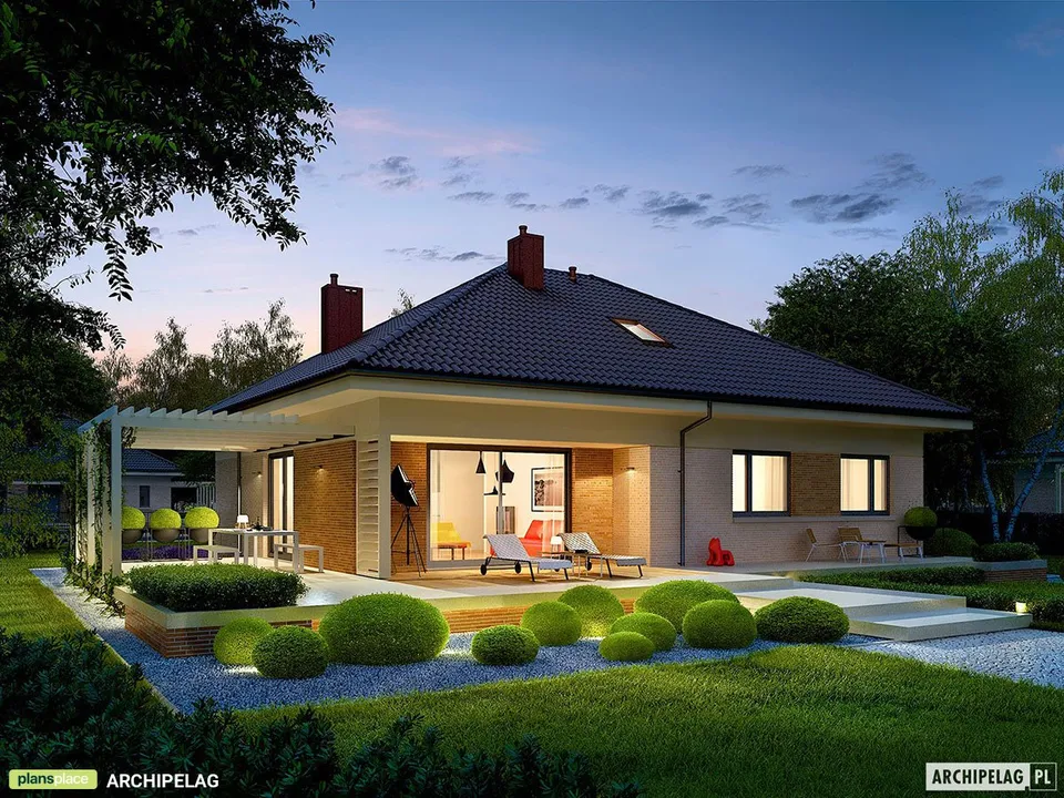 Pagrindiniai vaizdai 1 – Vieno aukšto namo projektas 120 m², 3 Miegamieji — 71214R
