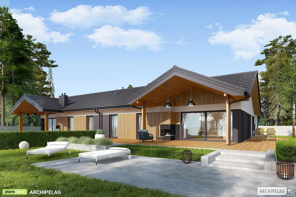 Pagrindiniai vaizdai 1 – Vieno aukšto namo projektas 150 m², 3 Miegamieji — 11458R