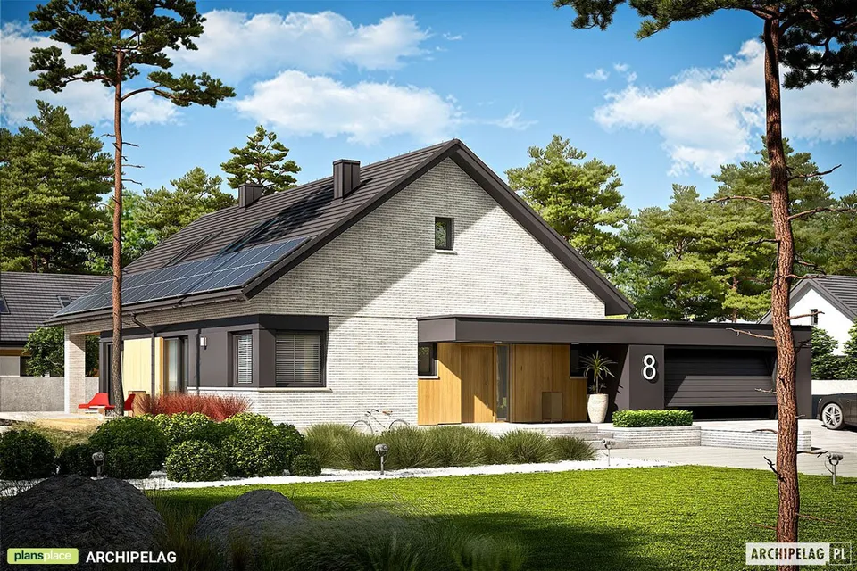 Pagrindiniai vaizdai 1 – Namo projektas su mansarda 181 m², 3 Miegamieji — 41986R