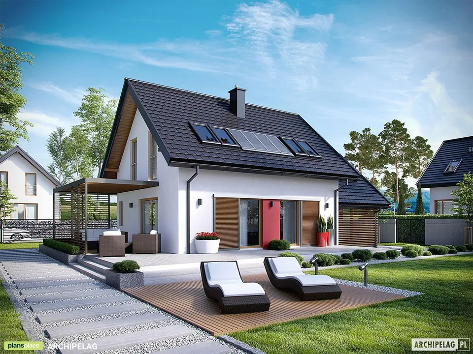 Pagrindiniai vaizdai 1 – Namo projektas su mansarda 90 m², 3 Miegamieji — 60922R