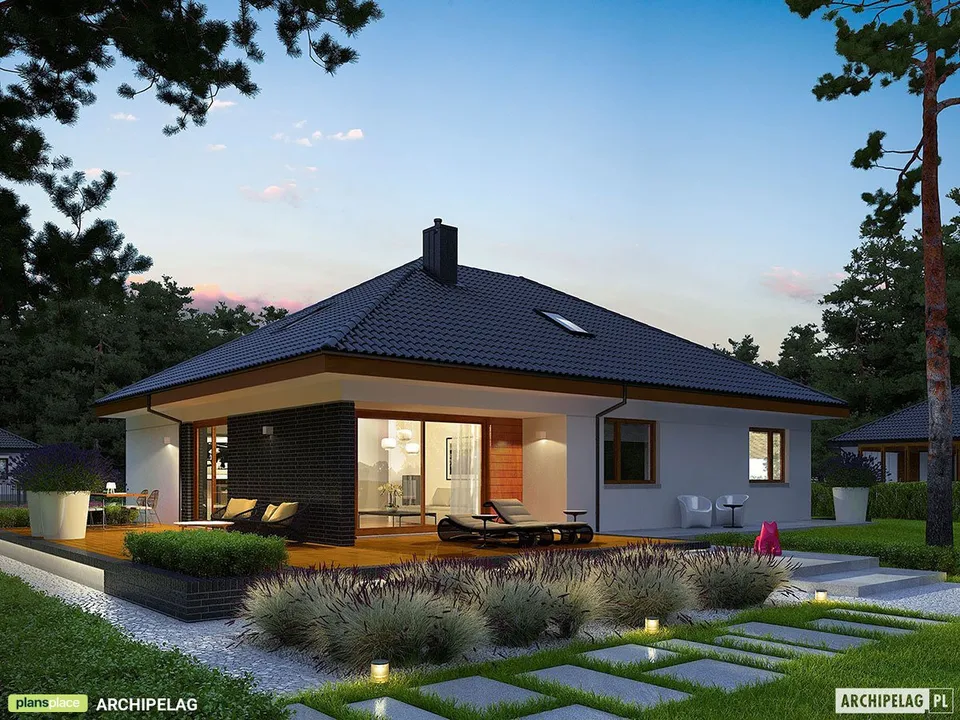 Pagrindiniai vaizdai 1 – Vieno aukšto namo projektas 141 m², 2 Miegamieji — 26674R
