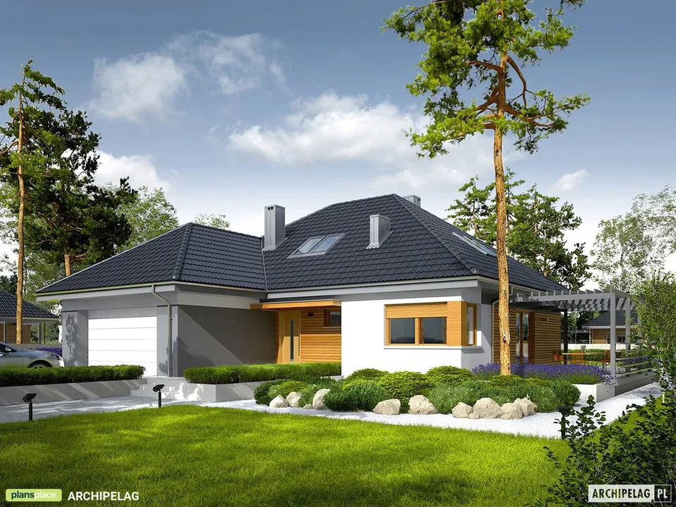 Pagrindiniai vaizdai 1 – Namo projektas su mansarda 197 m², 4 Miegamieji — 64369R