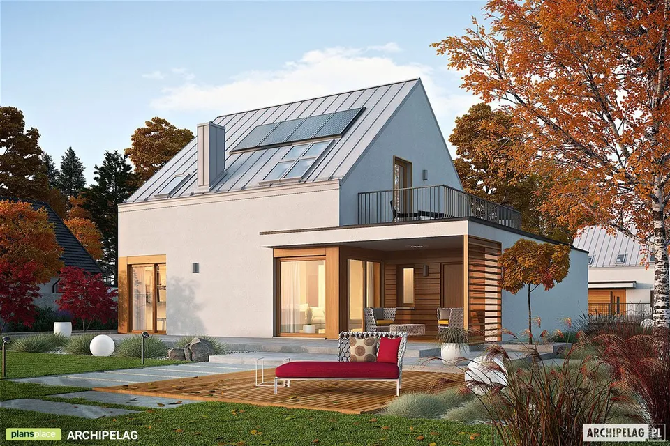 Pagrindiniai vaizdai 1 – Namo projektas su mansarda 133 m², 3 Miegamieji — 60681R
