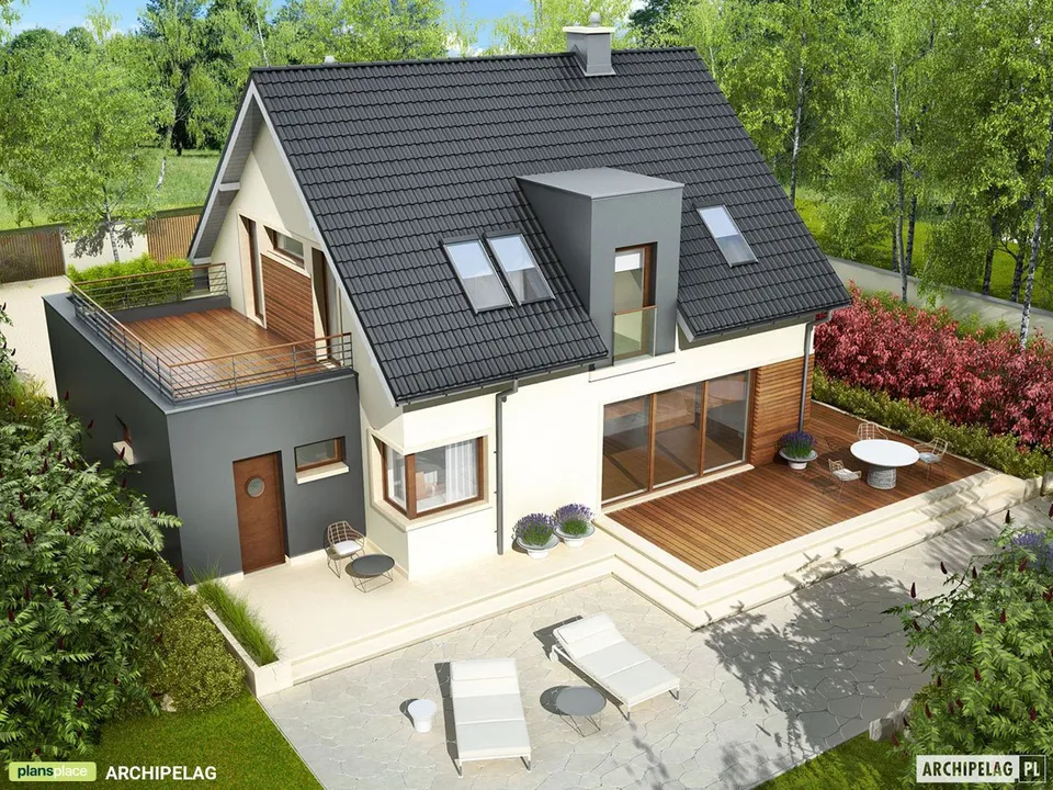 Pagrindiniai vaizdai 1 – Namo projektas su mansarda 161 m², 3 Miegamieji — 77220R
