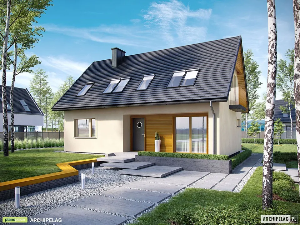 Pagrindiniai vaizdai 1 – Namo projektas su mansarda 106 m², 3 Miegamieji — 69745R